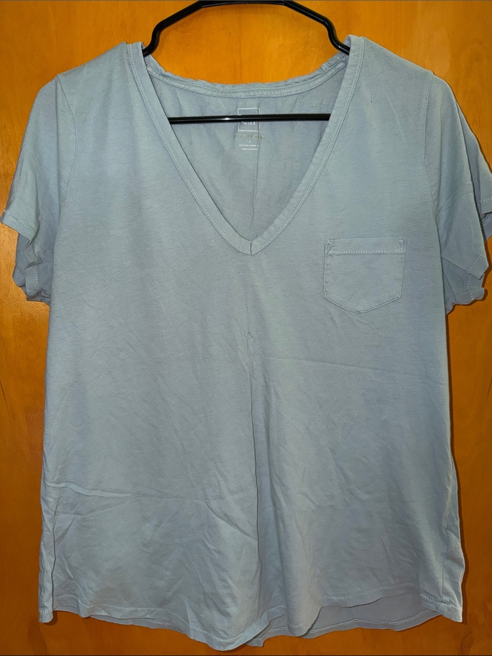 GAP Light Blue V-Neck Short Sleeve Pocket Tee